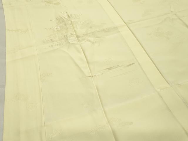 平和屋着物●長襦袢 無双仕立て 刺繍 風景松竹梅文 女郎花色 金糸 正絹 逸品 CABB0214gh
