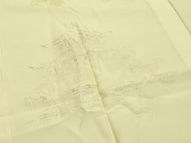 平和屋着物●長襦袢 無双仕立て 刺繍 風景松竹梅文 女郎花色 金糸 正絹 逸品 CABB0214gh