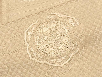 平和屋着物●中国三大刺繍 スワトウ刺繍 総刺繍 長襦袢 無双仕立て 鏡裏鳳凰文 薄香色 正絹 逸品 CABB0215gh