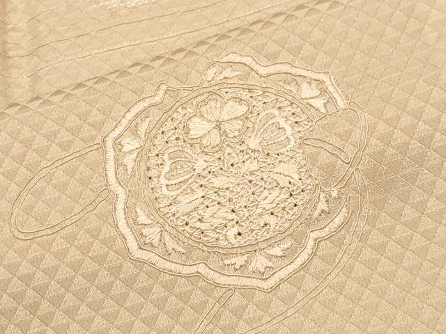 平和屋着物●中国三大刺繍 スワトウ刺繍 総刺繍 長襦袢 無双仕立て 鏡裏鳳凰文 薄香色 正絹 逸品 CABB0215gh