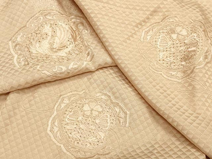 平和屋着物●中国三大刺繍 スワトウ刺繍 総刺繍 長襦袢 無双仕立て 鏡裏鳳凰文 薄香色 正絹 逸品 CABB0215gh