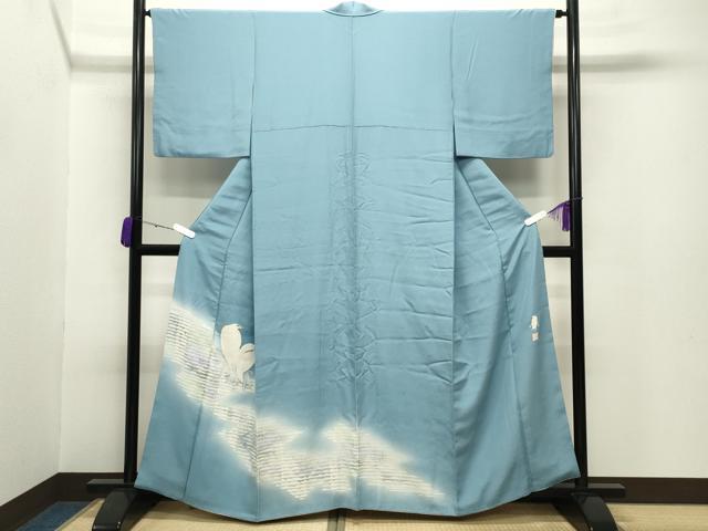 平和屋着物●東京友禅 菅有鬼一 色留訪問着 鷺 暈し染め 金彩 健勝苑扱い 正絹 逸品 CABB0218gh