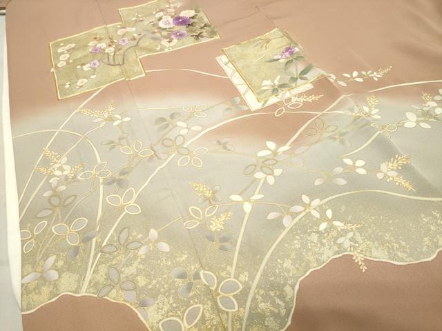 平和屋着物●京の名門 じゅらく謹製 帝王紫 色留袖 駒刺繍 色紙重ね花文 暈し染め 金彩 正絹 逸品 CABB0219gh