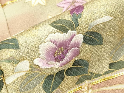 平和屋着物●京の名門 じゅらく謹製 帝王紫 色留袖 駒刺繍 色紙重ね花文 暈し染め 金彩 正絹 逸品 CABB0219gh