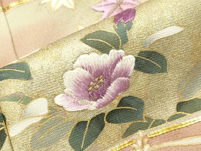平和屋着物●京の名門 じゅらく謹製 帝王紫 色留袖 駒刺繍 色紙重ね花文 暈し染め 金彩 正絹 逸品 CABB0219gh