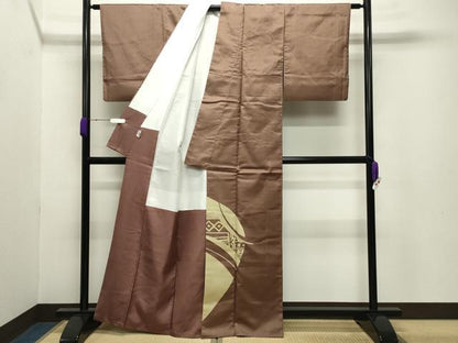 平和屋着物●訪問着 紬地 吉祥文 正絹 逸品 CABB0220gh