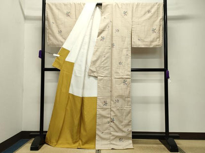 平和屋着物●上質な紬 舞花文  正絹 逸品 未使用 CABB0222gh