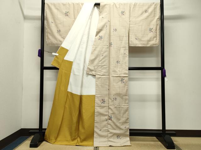 平和屋着物●上質な紬 舞花文  正絹 逸品 未使用 CABB0222gh