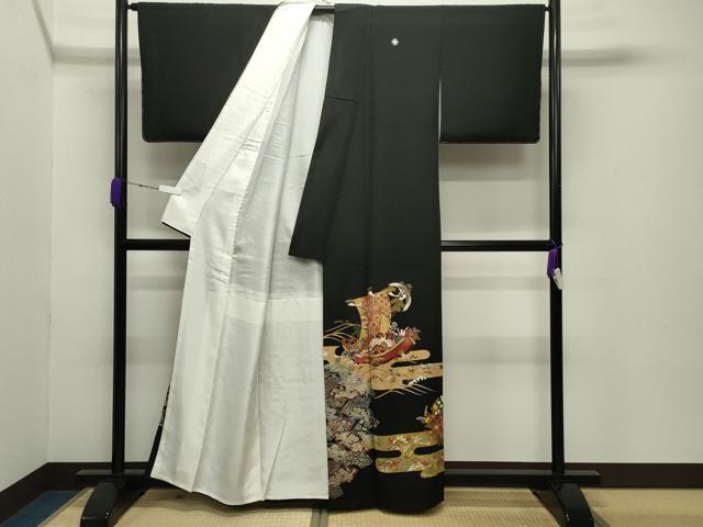 平和屋着物●豪華黒留袖 宝船 金銀彩 正絹 逸品 未使用 CABB0225gh