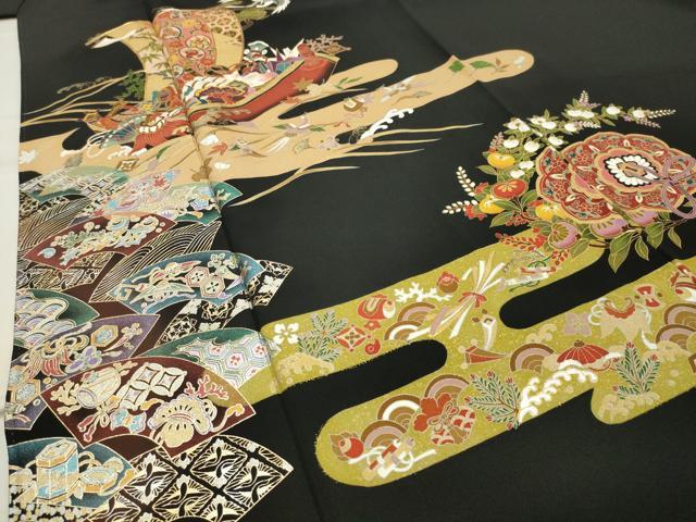 平和屋着物●豪華黒留袖 宝船 金銀彩 正絹 逸品 未使用 CABB0225gh