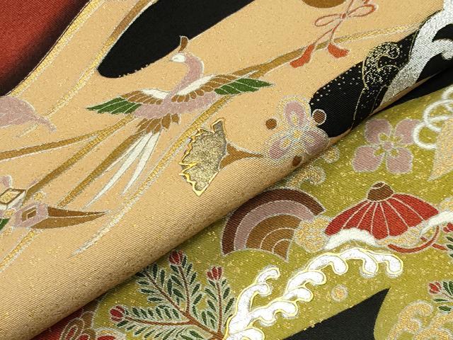 平和屋着物●豪華黒留袖 宝船 金銀彩 正絹 逸品 未使用 CABB0225gh
