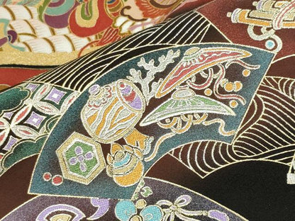 平和屋着物●豪華黒留袖 宝船 金銀彩 正絹 逸品 未使用 CABB0225gh