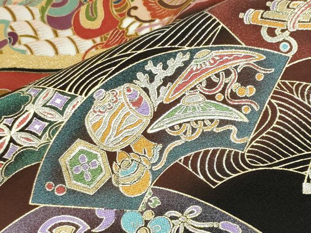 平和屋着物●豪華黒留袖 宝船 金銀彩 正絹 逸品 未使用 CABB0225gh