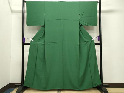平和屋着物●上質な色無地 常磐色 正絹 逸品 CABB0226gh