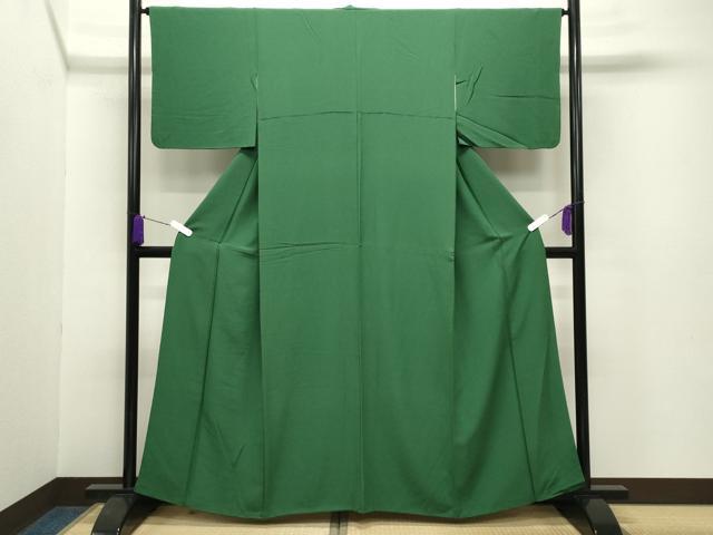 平和屋着物●上質な色無地 常磐色 正絹 逸品 CABB0226gh