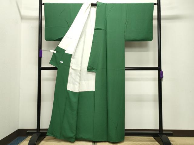 平和屋着物●上質な色無地 常磐色 正絹 逸品 CABB0226gh