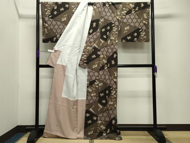 平和屋着物●小紋 花鳥文 洗える着物 未使用 CABB0229gh