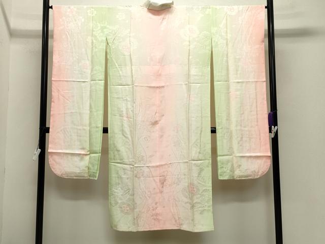 平和屋着物●振袖用長襦袢 無双仕立て 鼓花地紋 暈し染め 正絹 逸品 CABB0231gh