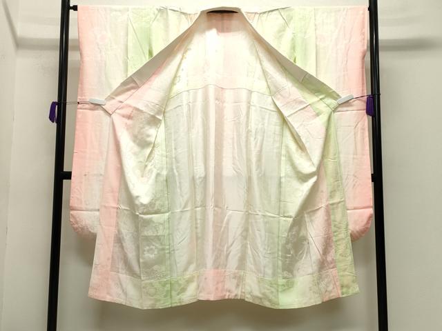 平和屋着物●振袖用長襦袢 無双仕立て 鼓花地紋 暈し染め 正絹 逸品 CABB0231gh