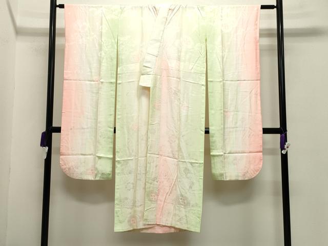 平和屋着物●振袖用長襦袢 無双仕立て 鼓花地紋 暈し染め 正絹 逸品 CABB0231gh