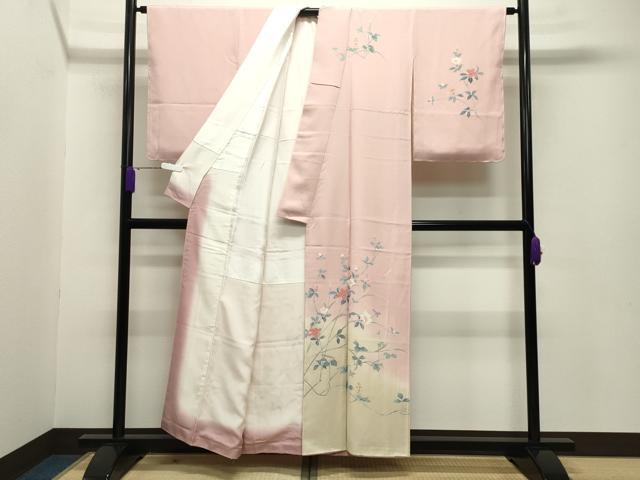 平和屋着物●訪問着 友禅 枝花文 暈し染め 正絹 逸品 未使用 CABB0233gh