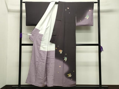 平和屋着物●人形作家・ホリヒロシ 訪問着 駒刺繍 雪月花 暈し染め 金彩 鬼しぼ縮緬 正絹 逸品 未使用 CABB0240gh