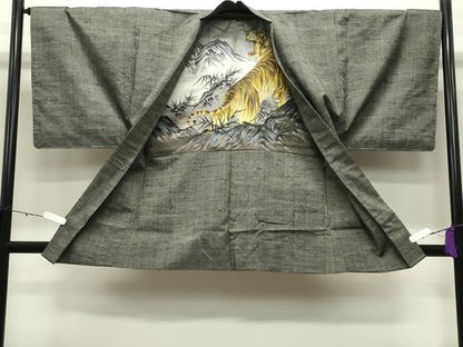 平和屋着物●男性 紬 アンサンブル 霞文 正絹 逸品 CABB0248gh