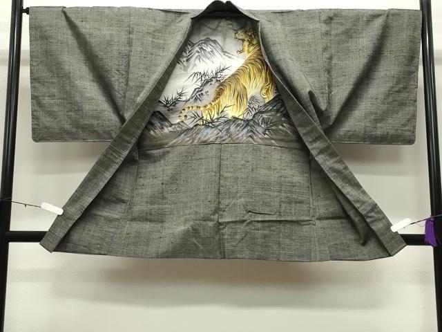 平和屋着物●男性 紬 アンサンブル 霞文 正絹 逸品 CABB0248gh