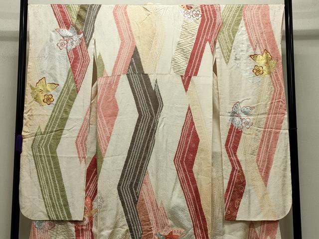 平和屋着物●創業460年・千總 振袖 駒刺繍 絞り 花蝶文 金銀彩 京王百貨店扱い 正絹 逸品 CABB0252gh