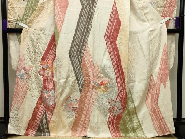 平和屋着物●創業460年・千總 振袖 駒刺繍 絞り 花蝶文 金銀彩 京王百貨店扱い 正絹 逸品 CABB0252gh