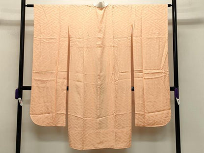 平和屋着物●振袖用長襦袢 無双仕立て 紗綾型地紋 洒落柿色 正絹 逸品 CABB0256gh
