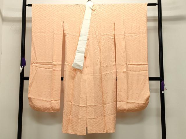 平和屋着物●振袖用長襦袢 無双仕立て 紗綾型地紋 洒落柿色 正絹 逸品 CABB0256gh