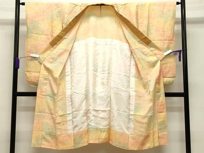 平和屋着物●半襦袢 無双仕立て 辻が花地紋 絞り 暈し染め 半衿刺繍 正絹 逸品 未使用 CABB0257gh