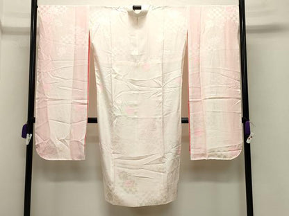 平和屋着物●振袖用長襦袢 無双仕立て 雲取り花地紋 暈し染め 正絹 逸品 CABB0259gh