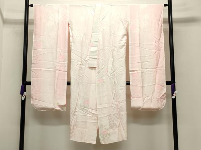 平和屋着物●振袖用長襦袢 無双仕立て 雲取り花地紋 暈し染め 正絹 逸品 CABB0259gh