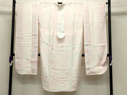 平和屋着物●振袖用長襦袢 無双仕立て 雪芝花地紋 暈し染め 京都きもの友禅扱い 正絹 逸品 CABB0260gh