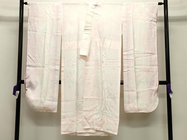 平和屋着物●振袖用長襦袢 無双仕立て 雪芝花地紋 暈し染め 京都きもの友禅扱い 正絹 逸品 CABB0260gh