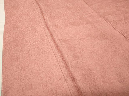 平和屋着物●上質な色無地 辻が花地紋 紅梅色 反端付き 正絹 逸品 未使用 CABB0261gh
