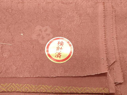 平和屋着物●上質な色無地 辻が花地紋 紅梅色 反端付き 正絹 逸品 未使用 CABB0261gh