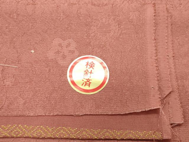 平和屋着物●上質な色無地 辻が花地紋 紅梅色 反端付き 正絹 逸品 未使用 CABB0261gh