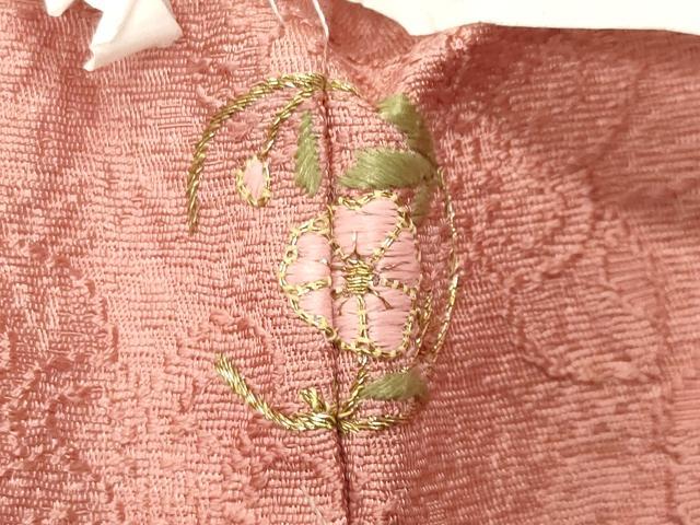 平和屋着物●上質な色無地 辻が花地紋 紅梅色 反端付き 正絹 逸品 未使用 CABB0261gh