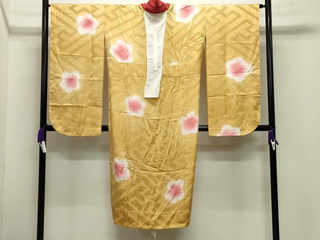 平和屋着物●振袖用長襦袢 無双仕立て 舞梅文 蛍暈し 半衿刺繍 正絹 逸品 CABB0264gh