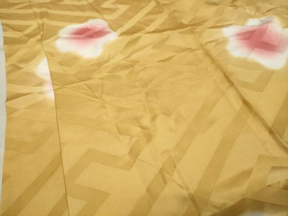 平和屋着物●振袖用長襦袢 無双仕立て 舞梅文 蛍暈し 半衿刺繍 正絹 逸品 CABB0264gh