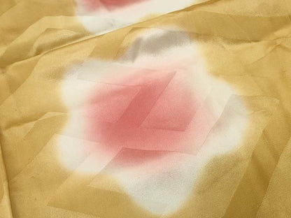 平和屋着物●振袖用長襦袢 無双仕立て 舞梅文 蛍暈し 半衿刺繍 正絹 逸品 CABB0264gh