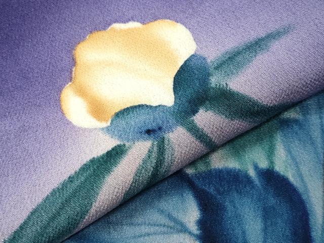 平和屋着物●アンティーク 大正ロマン 色留袖 手描き 刺繍 牡丹花文 暈し染め 金糸 正絹 逸品 CABB0270gh