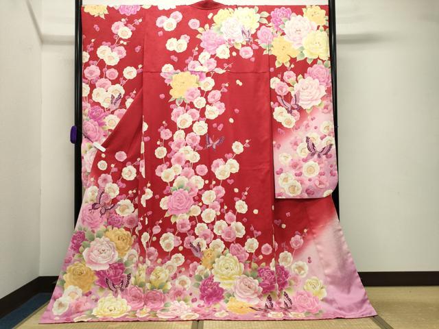 平和屋着物●豪華振袖 LENA FUJII 藤井リナ 刺繍 舞蝶梅文 暈し染め 金彩 正絹 逸品 CABB0273gh