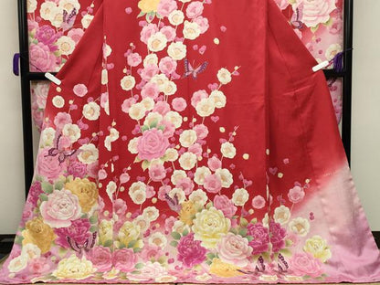 平和屋着物●豪華振袖 LENA FUJII 藤井リナ 刺繍 舞蝶梅文 暈し染め 金彩 正絹 逸品 CABB0273gh