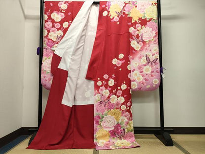 平和屋着物●豪華振袖 LENA FUJII 藤井リナ 刺繍 舞蝶梅文 暈し染め 金彩 正絹 逸品 CABB0273gh