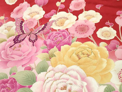 平和屋着物●豪華振袖 LENA FUJII 藤井リナ 刺繍 舞蝶梅文 暈し染め 金彩 正絹 逸品 CABB0273gh
