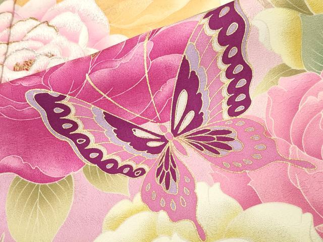 平和屋着物●豪華振袖 LENA FUJII 藤井リナ 刺繍 舞蝶梅文 暈し染め 金彩 正絹 逸品 CABB0273gh